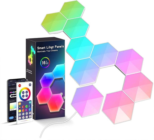 LPMYLME Luce A Led Esagonale, Atmosfera di Gioco Luci Fai-da-te Starter Kit
