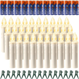 Candele con telecomando, batterie AA e clip impermeabile per feste (30 luci)