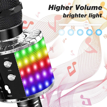Microfono per karaoke wireless Bluetooth 4 in 1 con luci a LED, microfono