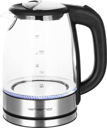 EMERIO Bollitore senza fili, senza BPA, in acciaio INOX, 2200 W, 230 V, Nero