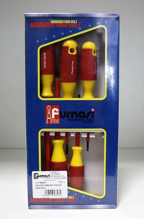 Fumasi Set 5 cacciaviti isolati 1000v vde punta piatta e croce phillips