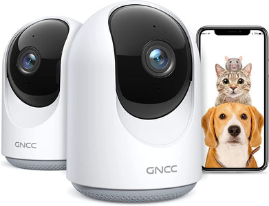 GNCC Telecamera Wi-Fi Interno, 1080P 2 Pezzi Videocamera Sorveglianza Rotazione