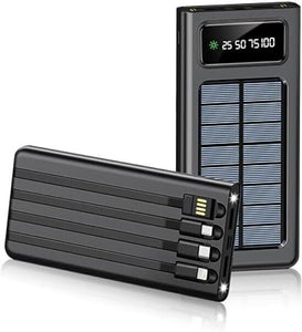 Power bank solare caricabatteria per cellulari e tablet da 50000mAh con cavi