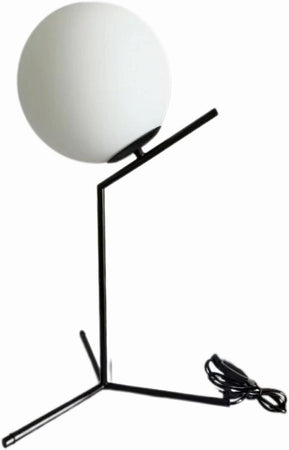 Lampada da Scrivania, Stelo in Metallo & Paralume in Vetro 20.0cm, Attacco E27