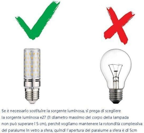 Lampada da Scrivania, Stelo in Metallo & Paralume in Vetro 20.0cm, Attacco E27