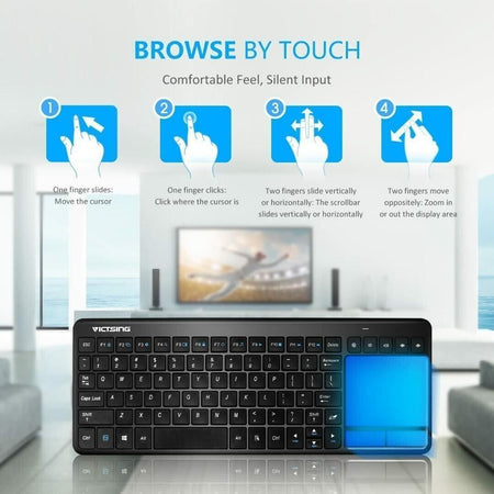 VicTsing Mini Tastiera Wireless Touchpad Ultra-Sottile, Tastiera Wireless All-in