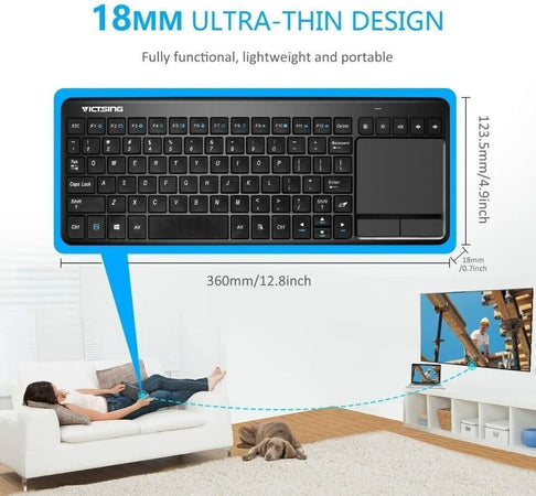 VicTsing Mini Tastiera Wireless Touchpad Ultra-Sottile, Tastiera Wireless All-in