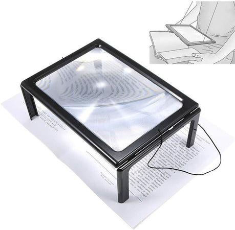 Lente D'ingrandimento 3X Da Tavolo A Pagina Intera Con 12 Luci A LED Pieghevole