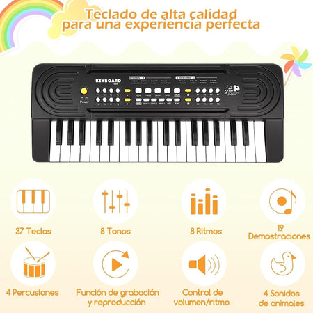 Pianola Bambini per Scuola Multifunzione Tastiera Musicale 37 Tasti con Microfon