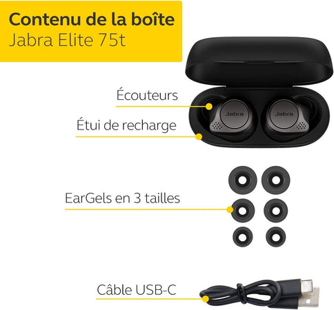 Jabra Elite 75t Auricolari Cuffie Bluetooth con cancellazione attiva del rumore