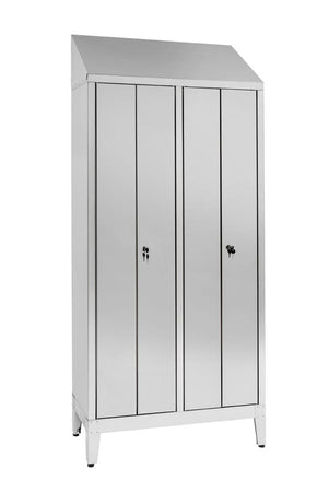 Armadio spogliatoio in acciaio inox AISI 304 a 2 posti a 4 ante cm. 95x40x215h