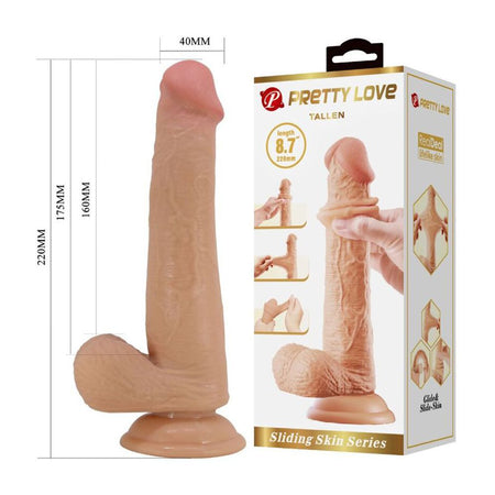 PRETTY LOVE dildo realistico morbido con ventosa e pelle scorrevole rosa carne 22 cm