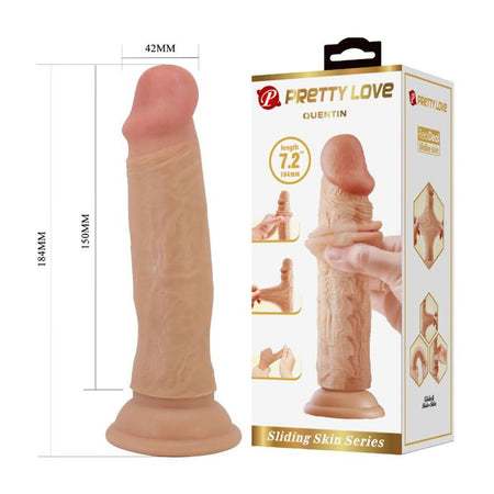 PRETTY LOVE dildo realistico vertebrato con ventosa e pelle scorrevole rosa carne 18 cm