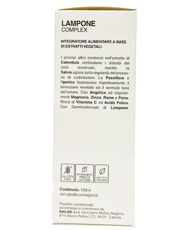 Lampone complex 100ml, Calendula, Iperico, Angelica, Acido folico, Rame, Zinco, disturbi mestruali, regolarità del ciclo