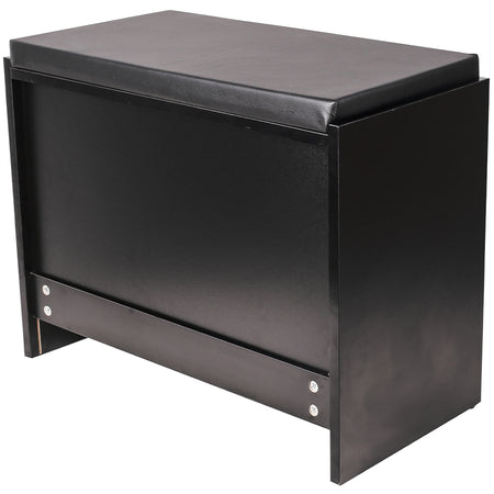 Panca Scarpiera 1 Anta 60x30 H 48 cm 3 vani Seduta in Pelle Ecologica Nero