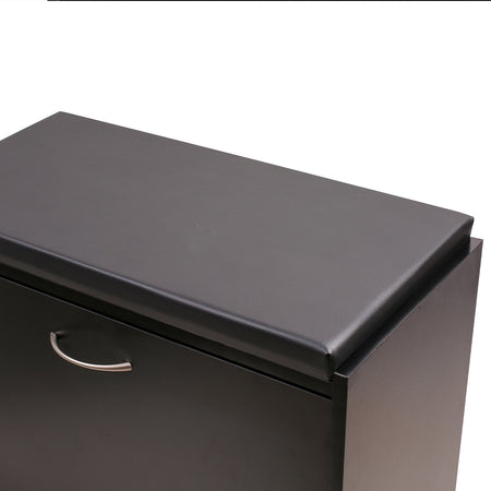 Panca Scarpiera 1 Anta 60x30 H 48 cm 3 vani Seduta in Pelle Ecologica Nero