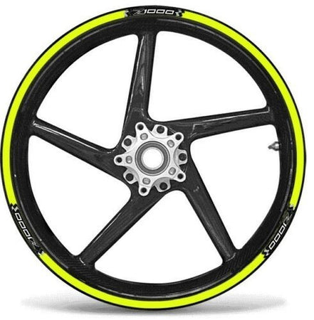 KIT STRISCE ADESIVE compatibili per CERCHI 17 MOTO KAWASAKI Z1000 - GIALLO FLUO