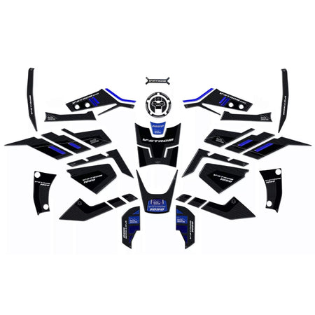 Kit completo Adesivi 3D protezioni compatibili con moto Suzuki V-Strom 1050 Blu
