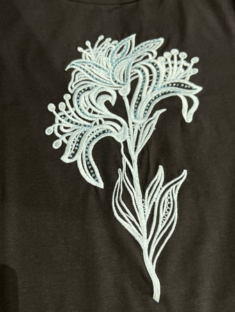 T-shirt Artigli con fiore ricamo