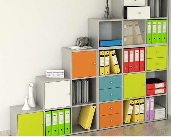 Libreria a giorno sovrapponibile a 6 caselle a scalare cm. 104,1x29,2x103,9h