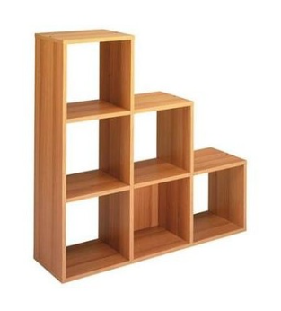 Libreria a giorno sovrapponibile a 6 caselle a scalare cm. 104,1x29,2x103,9h