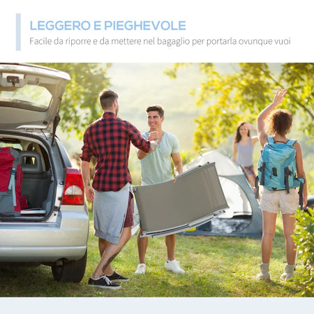 Set 2 Sdraio da Giardino Pieghevoli, Lettino Prendisole in Alluminio e Textilene, 61x165x63cm 84B-540GY