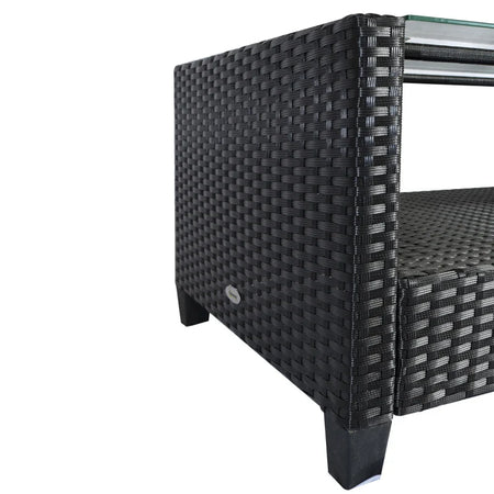 Set Mobili da Giardino 4 Pezzi in Rattan PE e Tavolino, Divano e Poltrone Imbottiti Nero e Beige 124x68x76cm 860-117CW