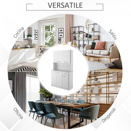 credenza alta da cucina armadio bianco , mobile pensile soggiorno 101x39x180 F801-026A