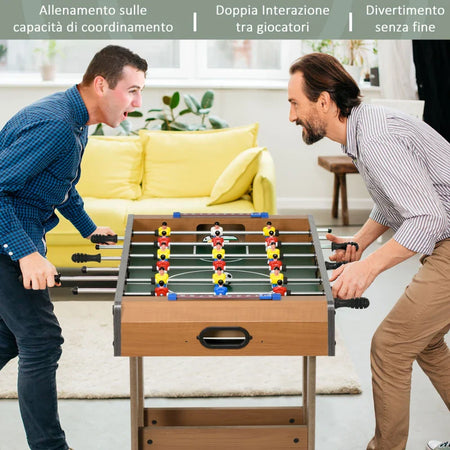 Calcio Balilla Pieghevole in Legno con 6 Aste, 18 Giocatori e Segnapunti, 69x37x70cm TP5A70-059TP5