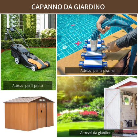 casetta utensili attrezzi esterno giardino casa armadio capanno box deposito 277x195x192cm, Gialla MJ6845-031YLMJ6