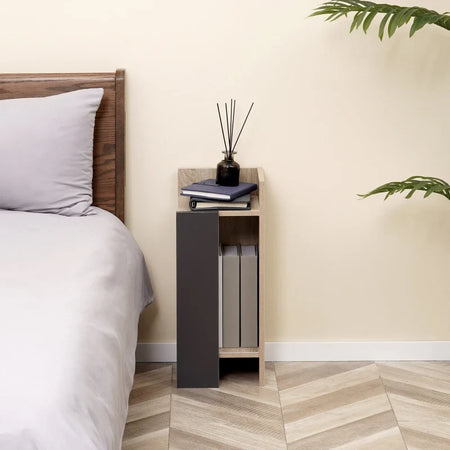 Comodino Moderno Grigio con Ripiano Aperto, Set 2 Pezzi in Truciolato per Camera da Letto e Soggiorno, 27x25x60cm ED7831-570V00GYED7