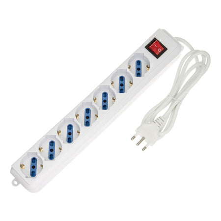 Presa multipla 7 posti "UNIVERSAL" con interruttore luminoso rosso ON/OFF