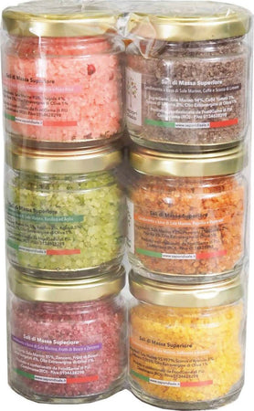 6x Sale Aromatizzato Set Sale Marino in Vasetto 25 Gr Cad Sale Marino Con Caffè E Scorza Di Limone Ideale per Condimenti Di Carni Rosse