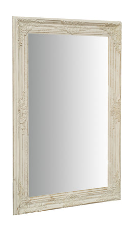 Biscottini Specchio Specchiera da parete e appendere verticale/orizzontale L60xPR4xH90 cm finitura bianco anticato