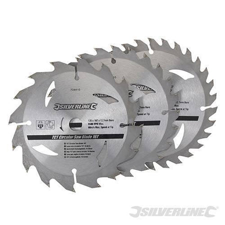 Lame per sega circolare in TCT 16, 24, 30 denti 3 p.zi pe legno silverline Silverline