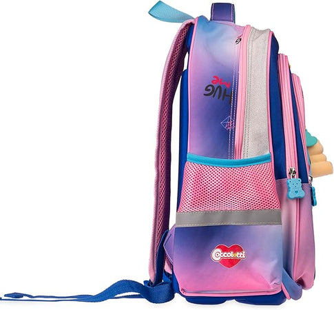 Zaino Coccolotti Love Azzurro Con Coccolotto in Omaggio Colourbook - Zaino Scuola Coccolotti, Schienale Ergonomico Imbottito, Spallacci Regolabli, Dimensioni 44x34x17, 25 litri