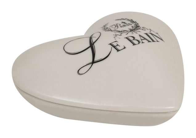 Biscottini Contenitore con coperchio in porcellana bianca decorata "Le Bain Paris" L10,4xPR8,7xH4 cm
