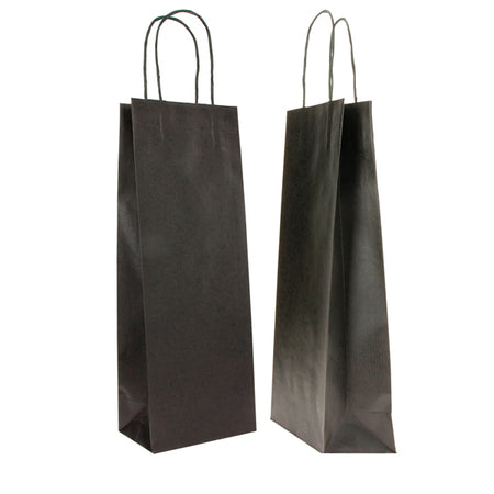 20 Shoppers Carta Biokraft 14X9X38Cm Portabottiglie Nero
