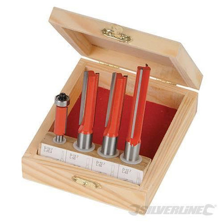 Set di frese per montaggio cucine in acciaio temprato attacco 1/2" 1/4" Silverline Silverline