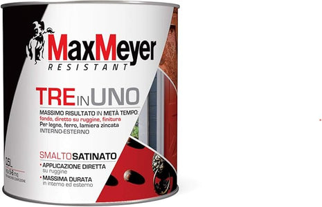 MAX MEYER - SMALTO ANTIRUGGINE 3 IN1 ROSSO SATINATO 500ML