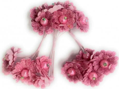72-Fiori-Artificiale-Rosa-Tessuto-Glitter-Bocciolo-Finte-Segnaposto-Wedding