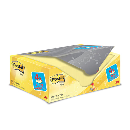 Value Pack 16+4 Blocco 100Fg Post-It Giallo Canary 76X127Mm 72Gr 655Cy-Vp20
