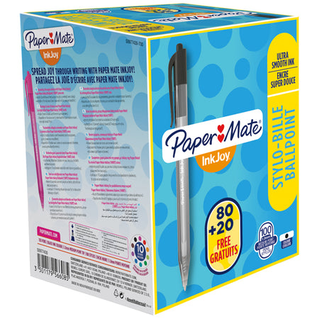 Special Pack 80+20 Penna Sfera Scatto Inkjoy Stick 100Rt 1,0Mm Nero Papermate