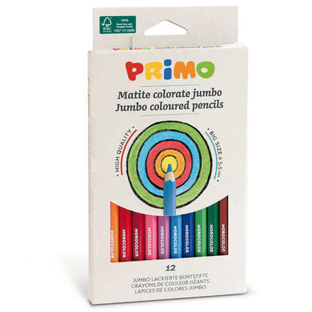 Astuccio 12 Pastelli Colorati Maxi Jumbo 100 Fsc Primo