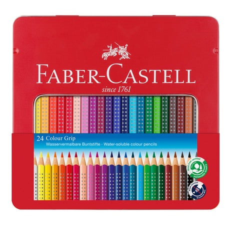 Astuccio Metallo 24 Pastelli Colorati Acquerellabili Color Grip Faber Castell