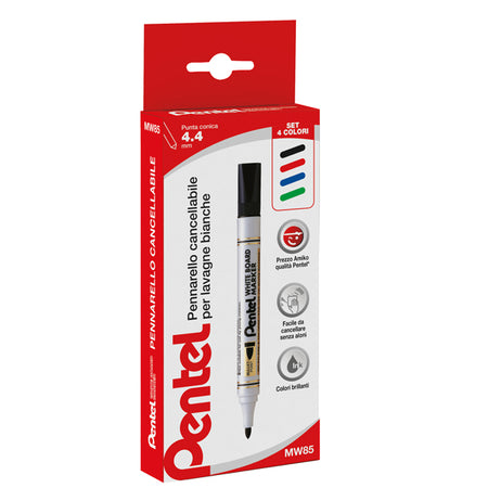 Taschetta 4 Marcatore White Board Mw85 Punta Tonda Amiko Pentel