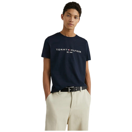 Tommy Hilfiger t-shirt blu logo scritta ricamata MW0MW11465403 T-shirt Tommy Hilfiger