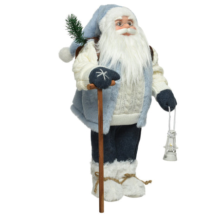 Statuetta con babbo natale con sacco dei regali decorazione per interno h 45 cm
