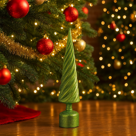 Alberello natalizio in vetro rotante con luci batteria per decorazioni natalizie