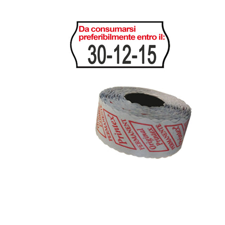 Pack 10 Rotoli 1000 Etich. 26X12Mm Onda ''Da Consumarsi...'' Bianco Perm. Printe